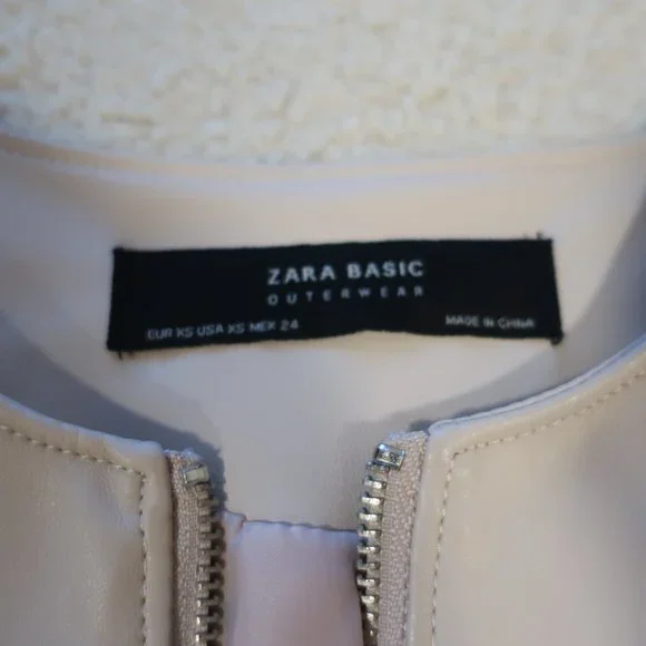 **HOST PICK** ZARA Ladies (XS) Faux Leather Frill Jacket Pale Pink (Dusty Pink) - Picture 4 of 8
